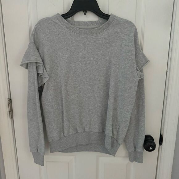 Arie Women's Grey Color Sweatshirt With Shoulder Frills Size Small - Picture 1 of 4